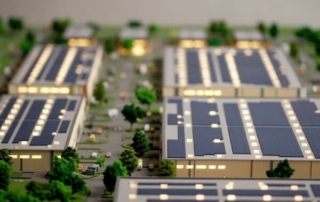 macheta cladiri panouri fotovoltaice