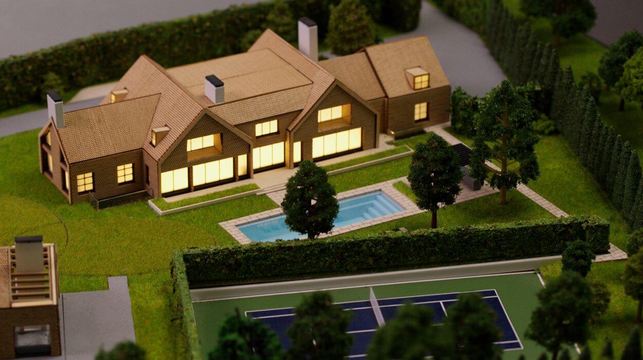 Macheta complex case cu piscină